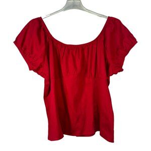 Pinup Couture Womens Red Off-Shoulder Peasant Blouse 4X